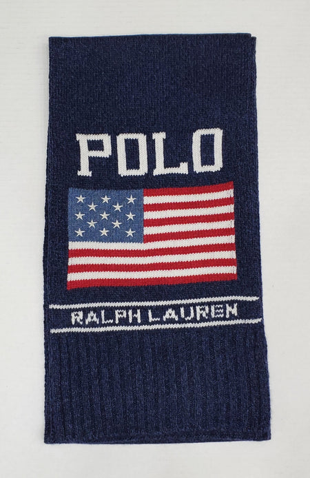 Nwt Lauren Ralph Lauren Purple Crest Patch Cable Knit Scarf