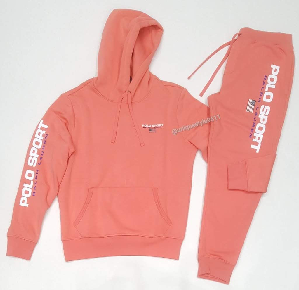 Nwt Polo Ralph Lauren Coral Pullover Polo Sport Hoodie with Matching Coral Polo Sport Joggers