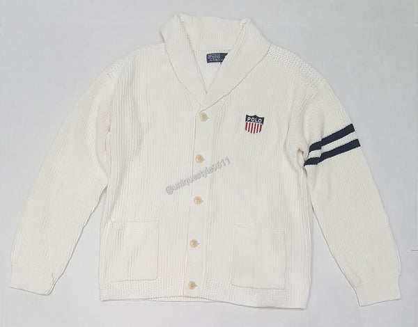 Nwt Polo Ralph Lauren Beige K-Swiss Shield Cardigan - Unique Style