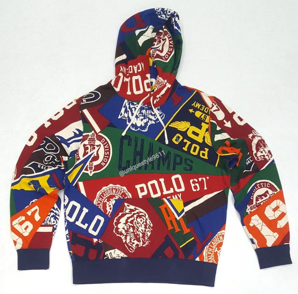 Nwt Polo Ralph Lauren Pennant Allover Print Fleece Hoodie - Unique Style
