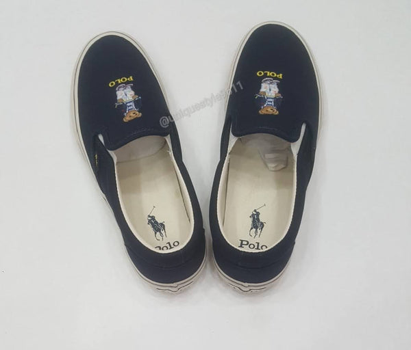 Nwt Polo Ralph Lauren Navy Splatter Paint Teddy Bear Sneakers - Unique Style