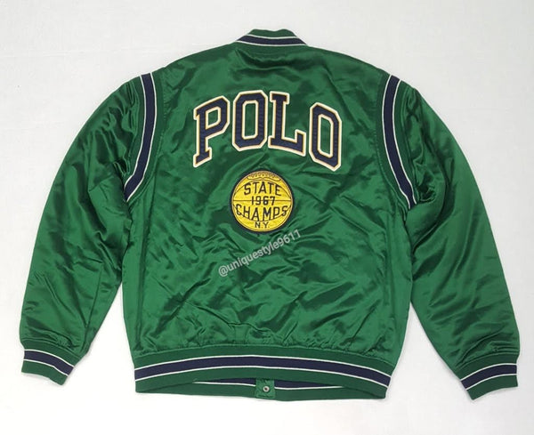 Nwt Polo Ralph Lauren Green Satin 'P ' Jacket - Unique Style