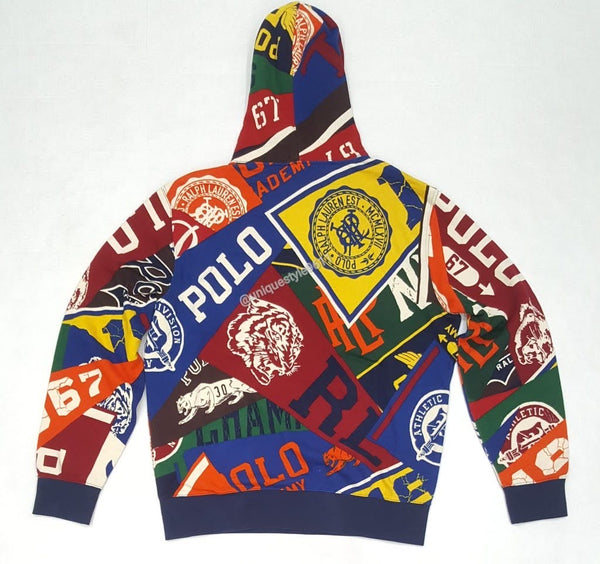 Nwt Polo Ralph Lauren Pennant Allover Print Fleece Hoodie - Unique Style