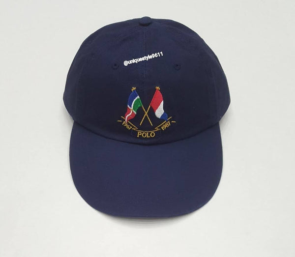 Nwt Polo Ralph Lauren Navy Cross Flag Long Bill Adjustable Strap Back Hat - Unique Style