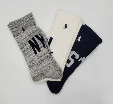 Nwt Polo Ralph Lauren 3 Pack Ankle NYC/RL/67 Small Pony Socks