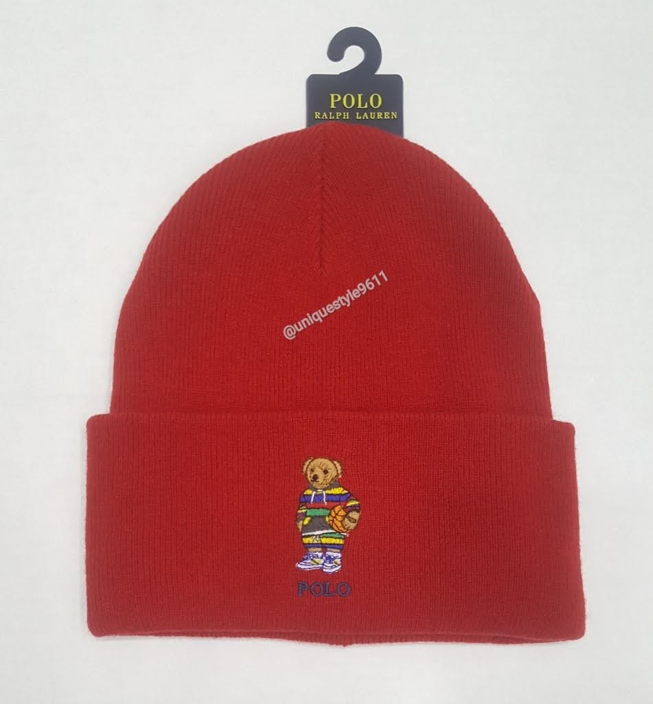 Nwt Polo Ralph Lauren Red Striped Hoodie Teddy Bear Embroidered Skully