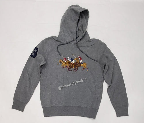 Nwt  Polo Ralph Lauren Grey Triple Pony Embroidered Hoodie - Unique Style