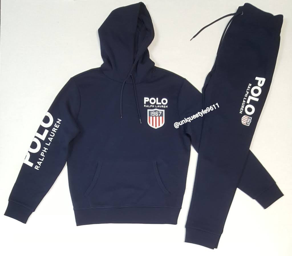 Nwt Polo Ralph Lauren Navy 1967 K-Swiss Pullover Hoodie with Matching Navy 1967 K-Swiss Joggers
