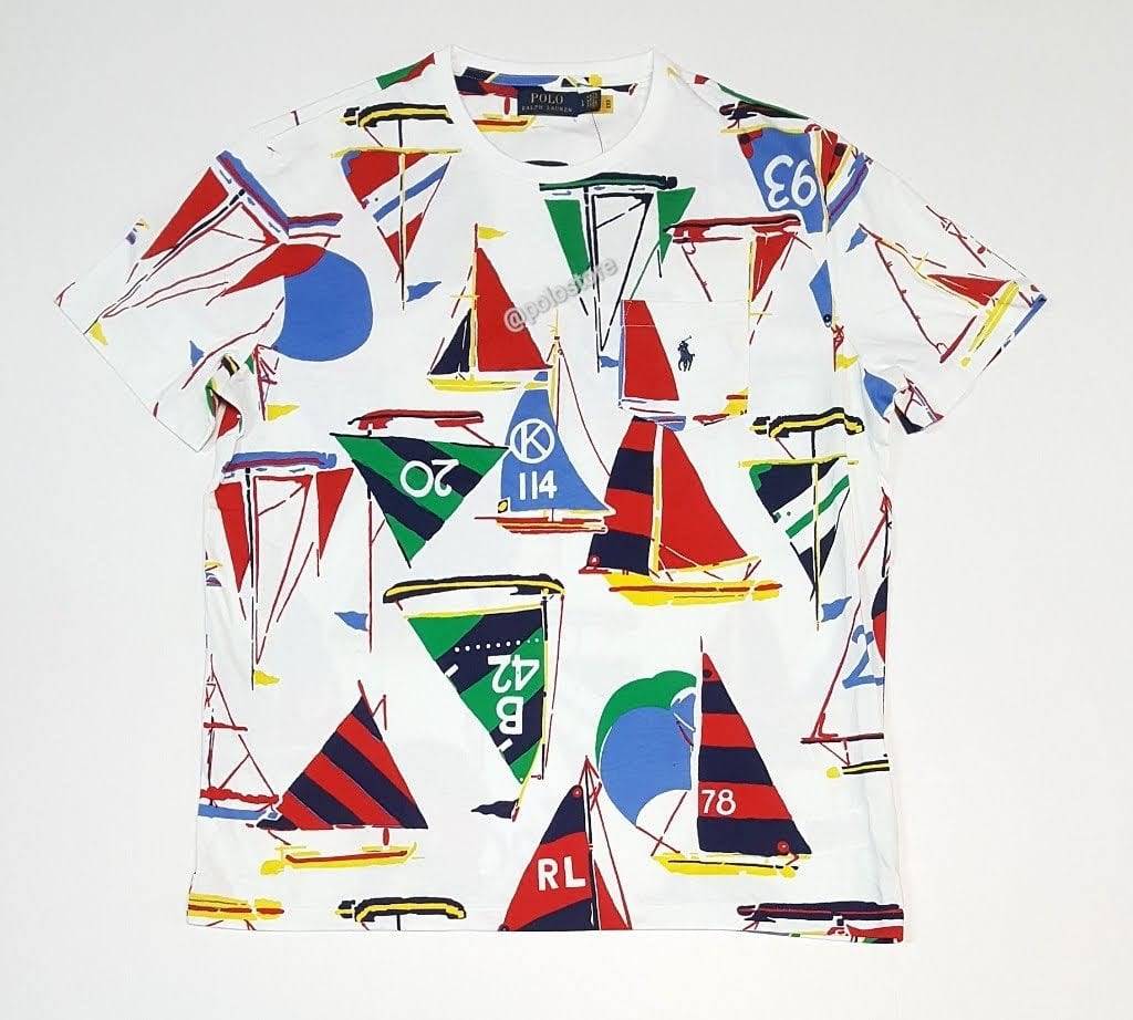 Nwt Polo Big & Tall Allover Sail Boat Print Tee