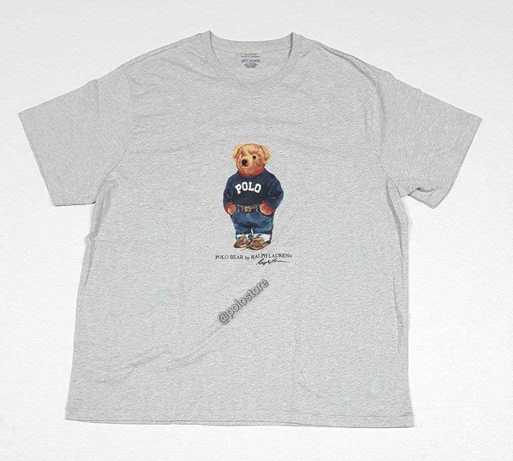 Nwt Polo Big & Tall Ralph Lauren Grey Polo Spellout Teddy Bear Tee