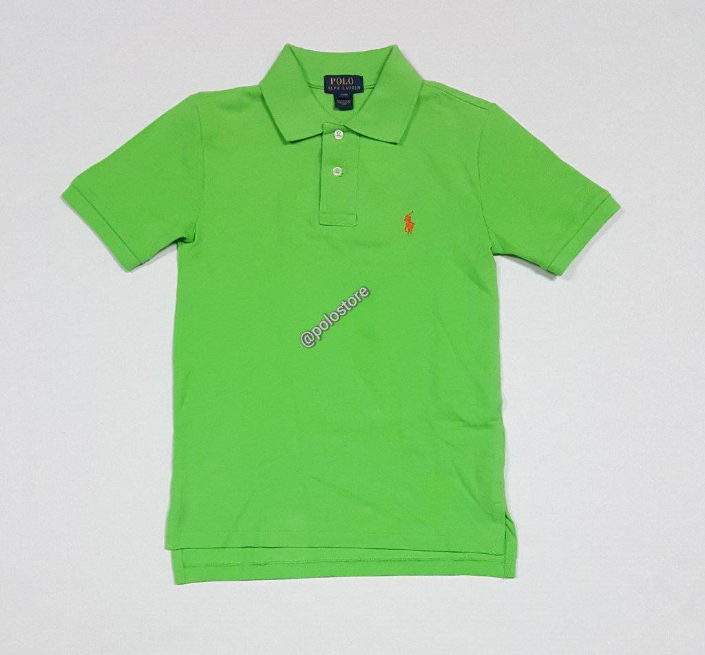 Nwt Kids Polo Ralph Lauren Green with Orange Small Pony Shirt (8-20)