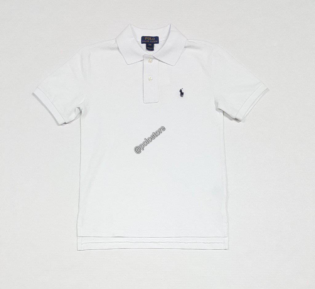 Nwt Kids Polo Ralph Lauren White with Navy Small Pony Shirt (8-20)