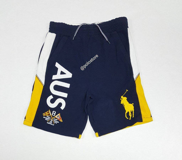 Kids Polo Ralph Lauren Australia Navy/Yelllow/White Sweatshorts - Unique Style