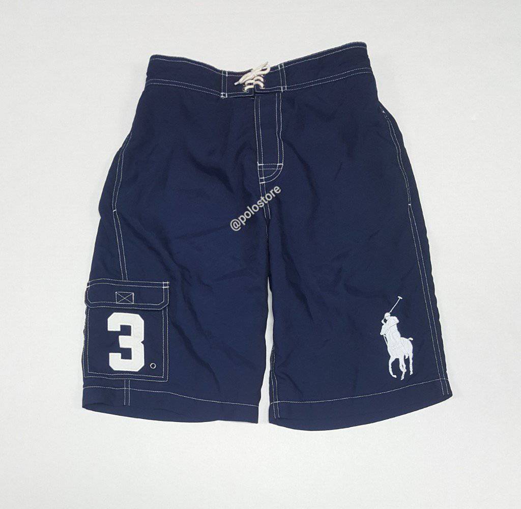 Kids Polo Ralph Lauren Navy Blue/White Big Pony Swimshorts (8-20)