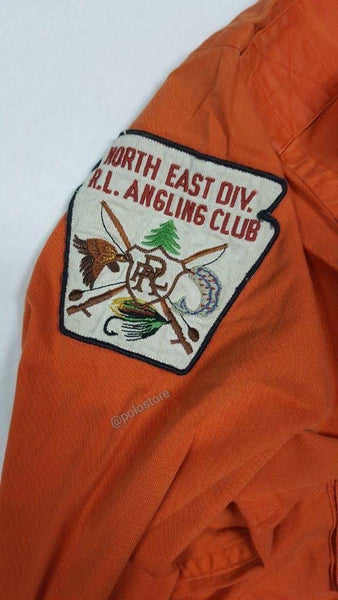 Nwt Polo Country Orange Sportsman Patches Maine Guide Button Up - Unique Style
