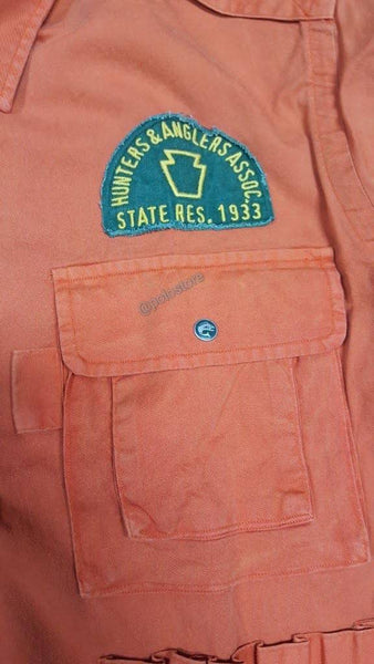 Nwt Polo Country Orange Sportsman Patches Maine Guide Button Up - Unique Style
