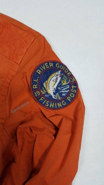 Nwt Polo Country Orange Sportsman Patches Maine Guide Button Up - Unique Style