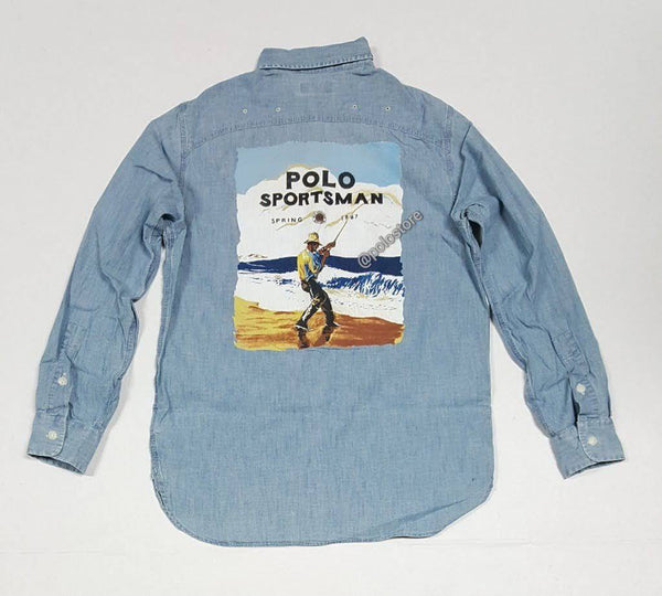 Nwt Polo Ralph Lauren Denim Sportsman Classic L/S Button Up - Unique Style