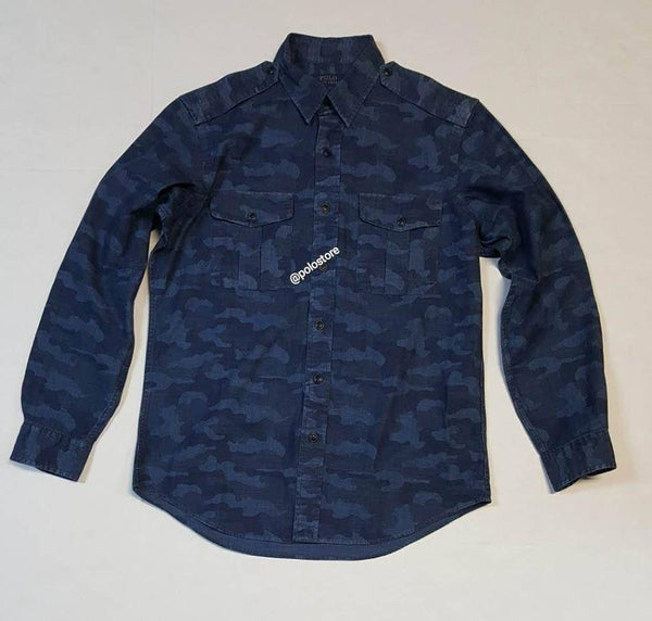 Nwt Polo Ralph Lauren Navy Camo L/S Button Up - Unique Style