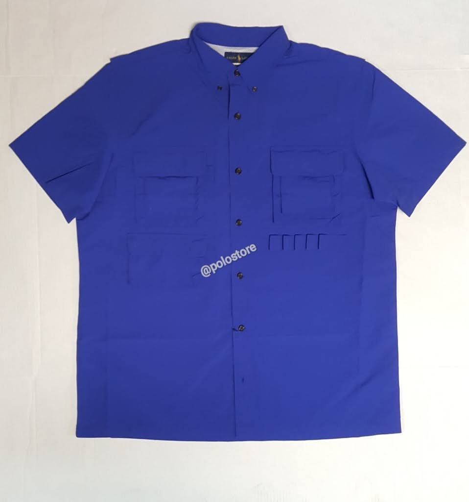 Nwt Polo Ralph Lauren Royal Blue Utility Nylon Short Sleeve Button Up