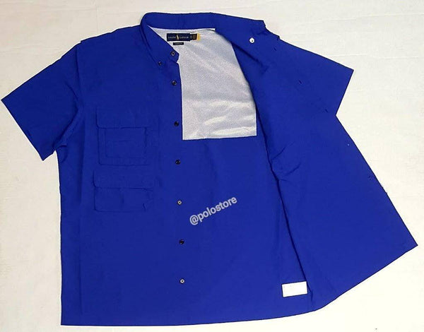 Nwt Polo Ralph Lauren Royal Blue Utility Nylon Short Sleeve Button Up - Unique Style