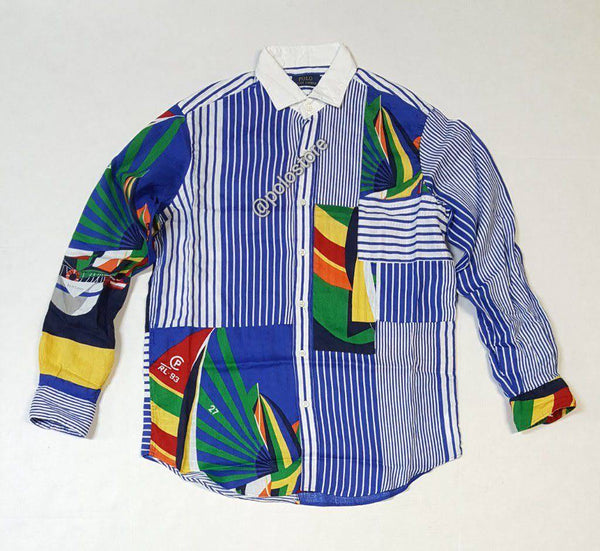 Nwt Polo Ralph Lauren Stripe Sail Boat Mash Up Button Up - Unique Style