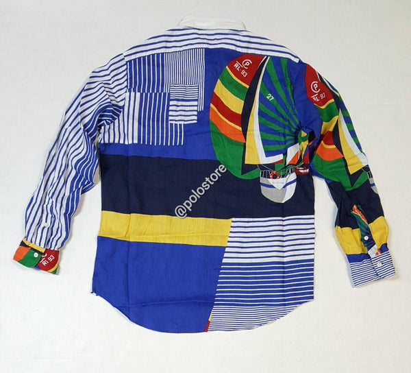 Nwt Polo Ralph Lauren Stripe Sail Boat Mash Up Button Up - Unique Style