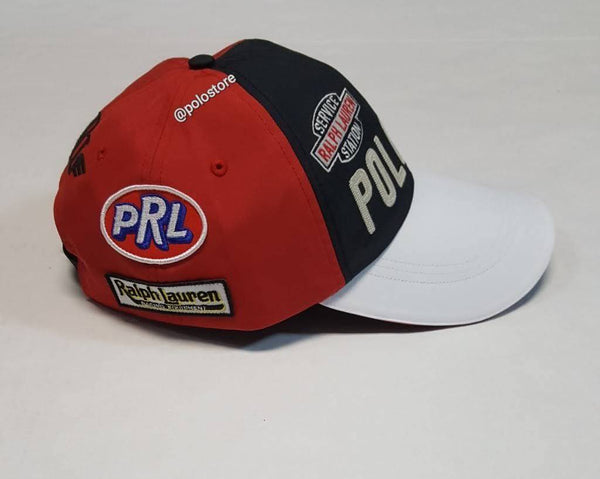 Nwt Polo Ralph Lauren Black/Red/White Racing Embroidered/Patches Long Bill Adjustable Strap Back Hat Hat - Unique Style