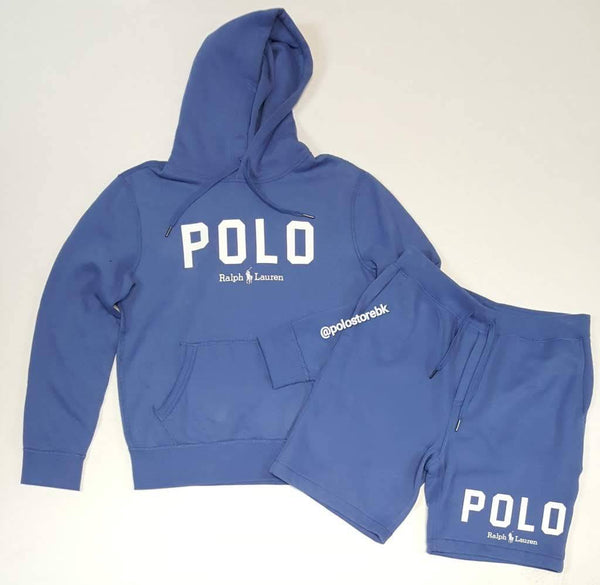 Nwt Polo Ralph Lauren Blue Spellout Logo Big Pony Fleece Hoodie - Unique Style