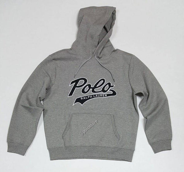 Nwt Polo Ralph Lauren Grey Double Knit Script Patch Logo Hoodie