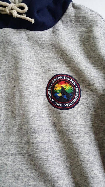 Nwt Polo Ralph Lauren Grey/Navy Respect The Wilderness Pullover Hoodie - Unique Style
