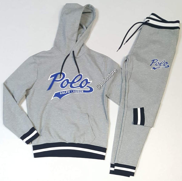 Nwt Polo Ralph Lauren Grey/Royal Blue Big and Tall Script Hoodie - Unique Style