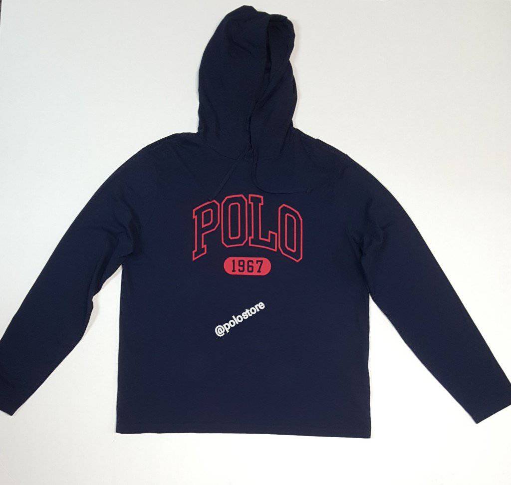 Nwt Polo Ralph Lauren Logo Navy Pullover Long Sleeve Hoodie Tee