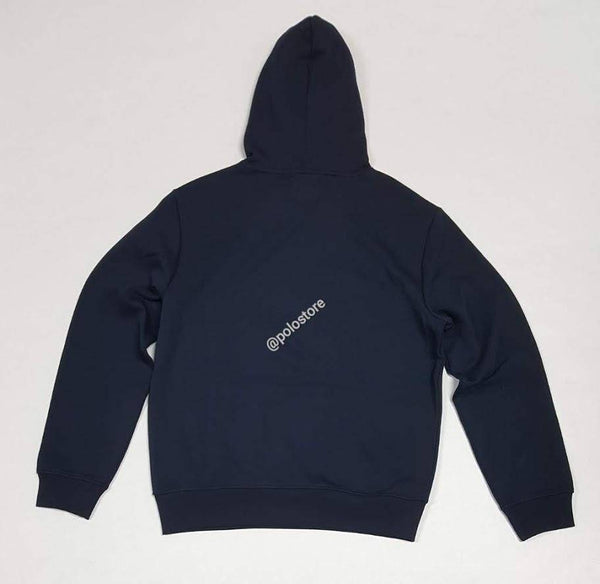 Nwt Polo Ralph Lauren Navy Double Knit Script Patch Logo Hoodie - Unique Style