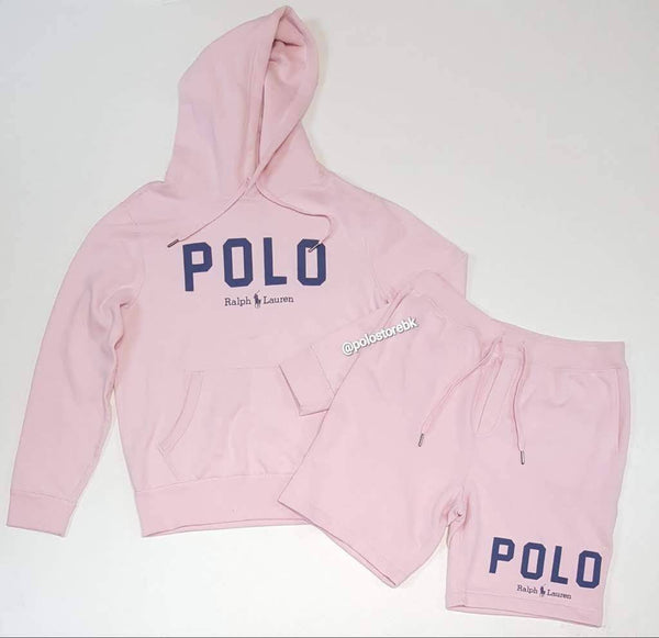 Nwt Polo Ralph Lauren Pink Spellout Logo Big Pony Fleece Hoodie
