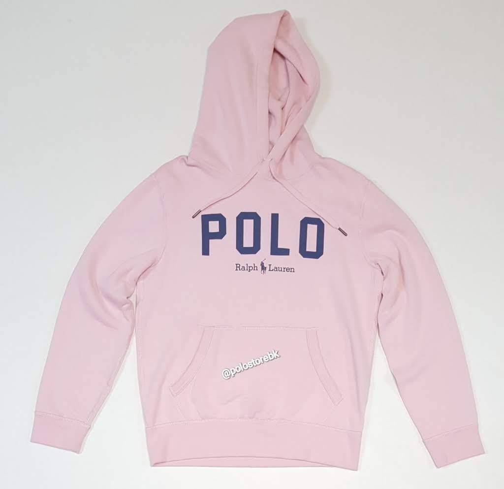 Nwt Polo Ralph Lauren Pink Spellout Logo Big Pony Fleece Hoodie