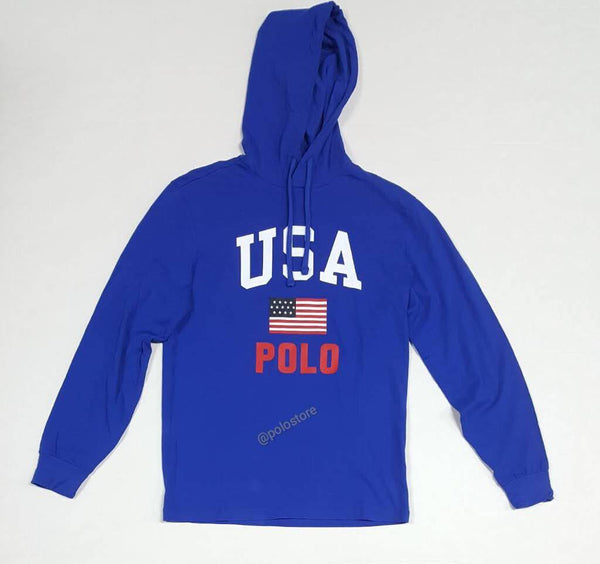 Nwt Polo Ralph Lauren Royal Polo USA Hoodie Long Sleeve Tee - Unique Style