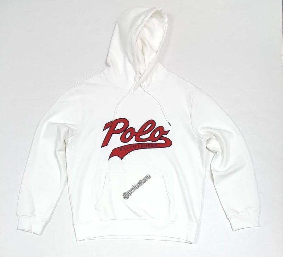 Nwt Polo Ralph Lauren White Double Knit Script Patch Logo Hoodie