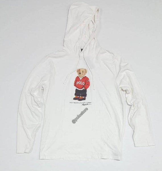 Nwt Polo Ralph Lauren White Teddy Bear Long Sleeve Hoodie Tee - Unique Style