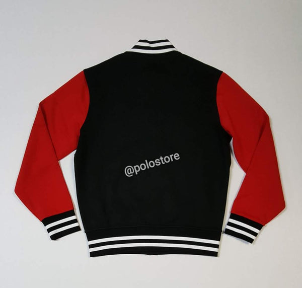 Nwt Polo Ralph Lauren Black P-Wing Patch Baseball Jacket - Unique Style