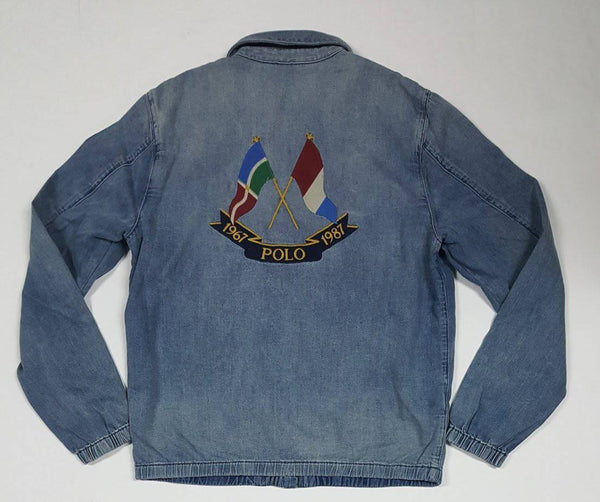Nwt Polo Ralph Lauren Cross Flag Anniversary Denim Jean Jacket - Unique Style