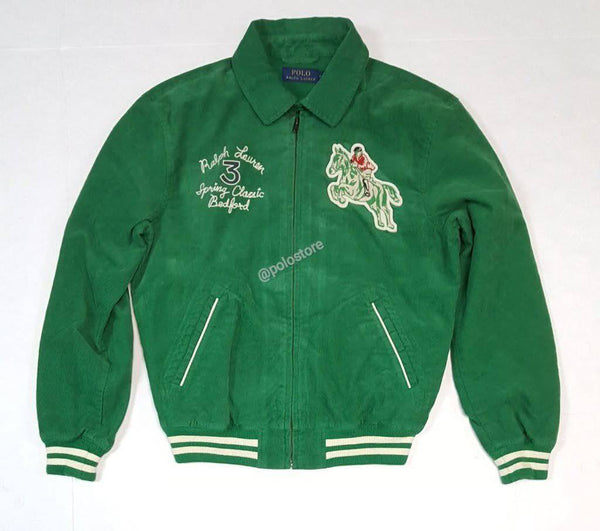 Nwt Polo Ralph Lauren Green Equine Club Bedford Stables Equestrian Corduroy Embroidered/Patch Jacket - Unique Style