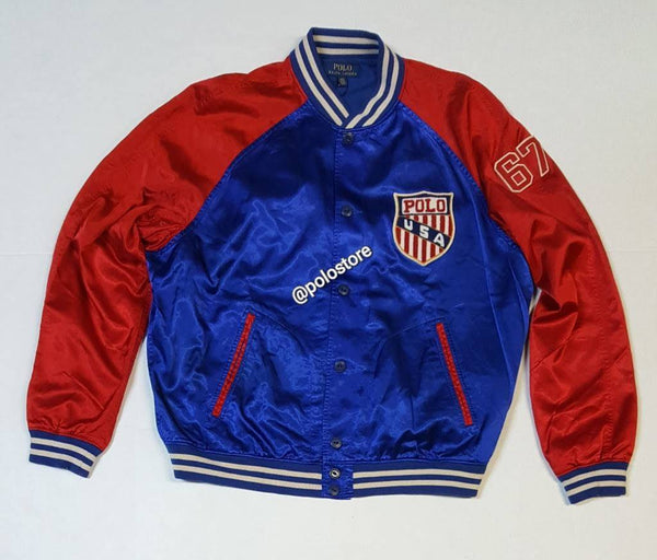 Nwt Polo Ralph Lauren Royal/Red Satin Jacket - Unique Style