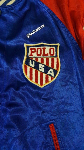 Nwt Polo Ralph Lauren Royal/Red Satin Jacket - Unique Style