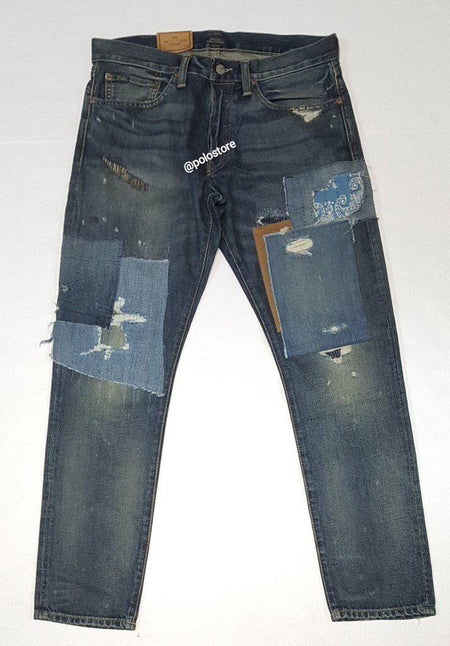 Nwt Polo Ralph Lauren Dark Blue Rips Classic Fit Rigid Jeans