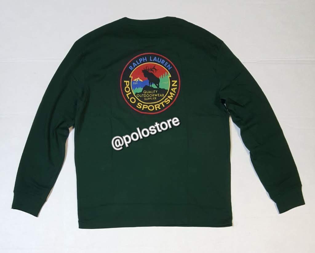 Nwt Polo Ralph Lauren Green Sportsman Polo Terrain Classic Fit Long Sleeve Tee