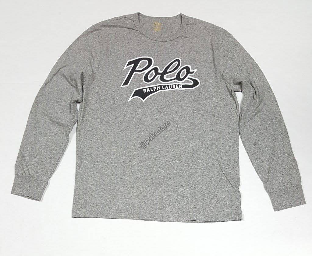 Nwt Polo Ralph Lauren Grey Polo Script Long Sleeve Tee