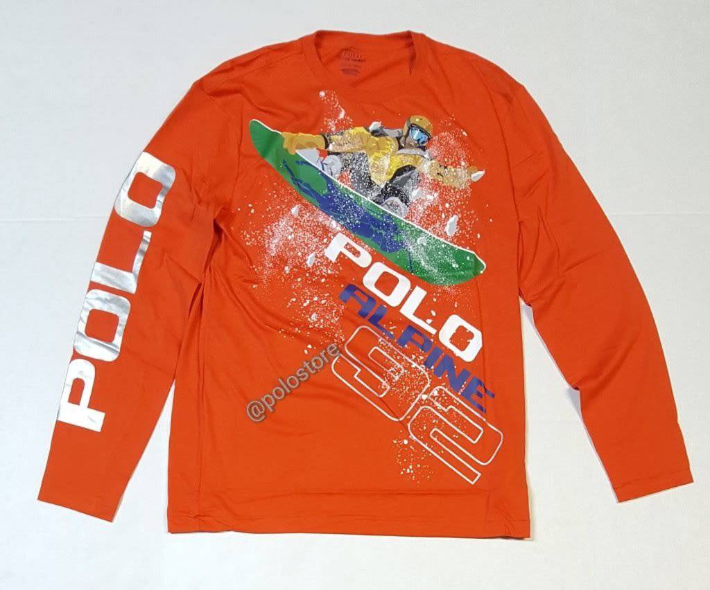 Nwt Polo Ralph Lauren Orange Ski Alpine Long Sleeve Classic Fit Tee