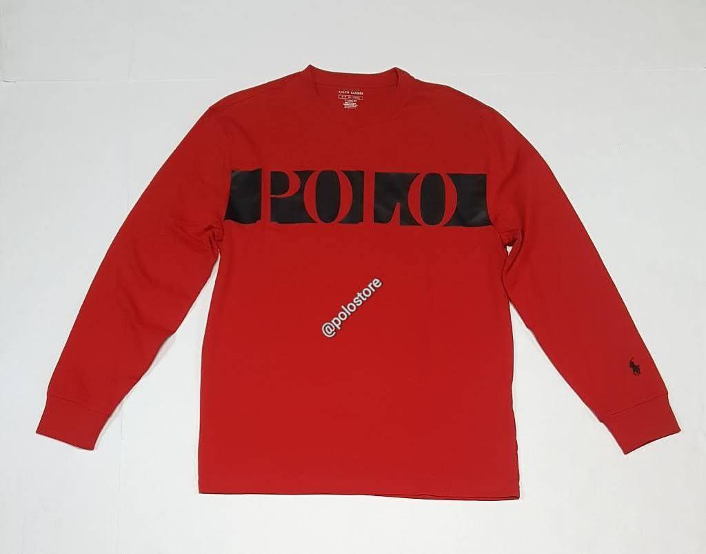Nwt Polo Ralph Lauren Red/Black Classic Fit Spellout Long Sleeve Tee