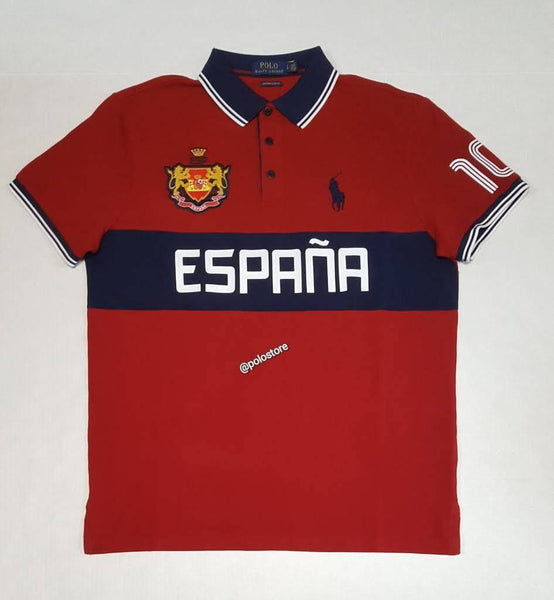 Nwt Polo Ralph Lauren Espana Spain Custom Slim Fit Polo - Unique Style